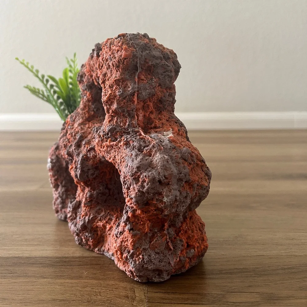 Volcanic Rock Aquarium Decoration with Faux Plants – Natural Lava Style- Used